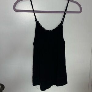 Size medium black flowy cami top with detailed neckline